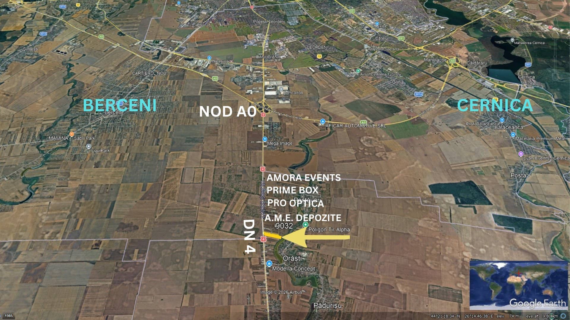 Teren 2 HA, Deschidere 54 ml la DN4 – Pol Logistic Frumușani (Proximitate A0 Sud) — fotografia 3 din 4