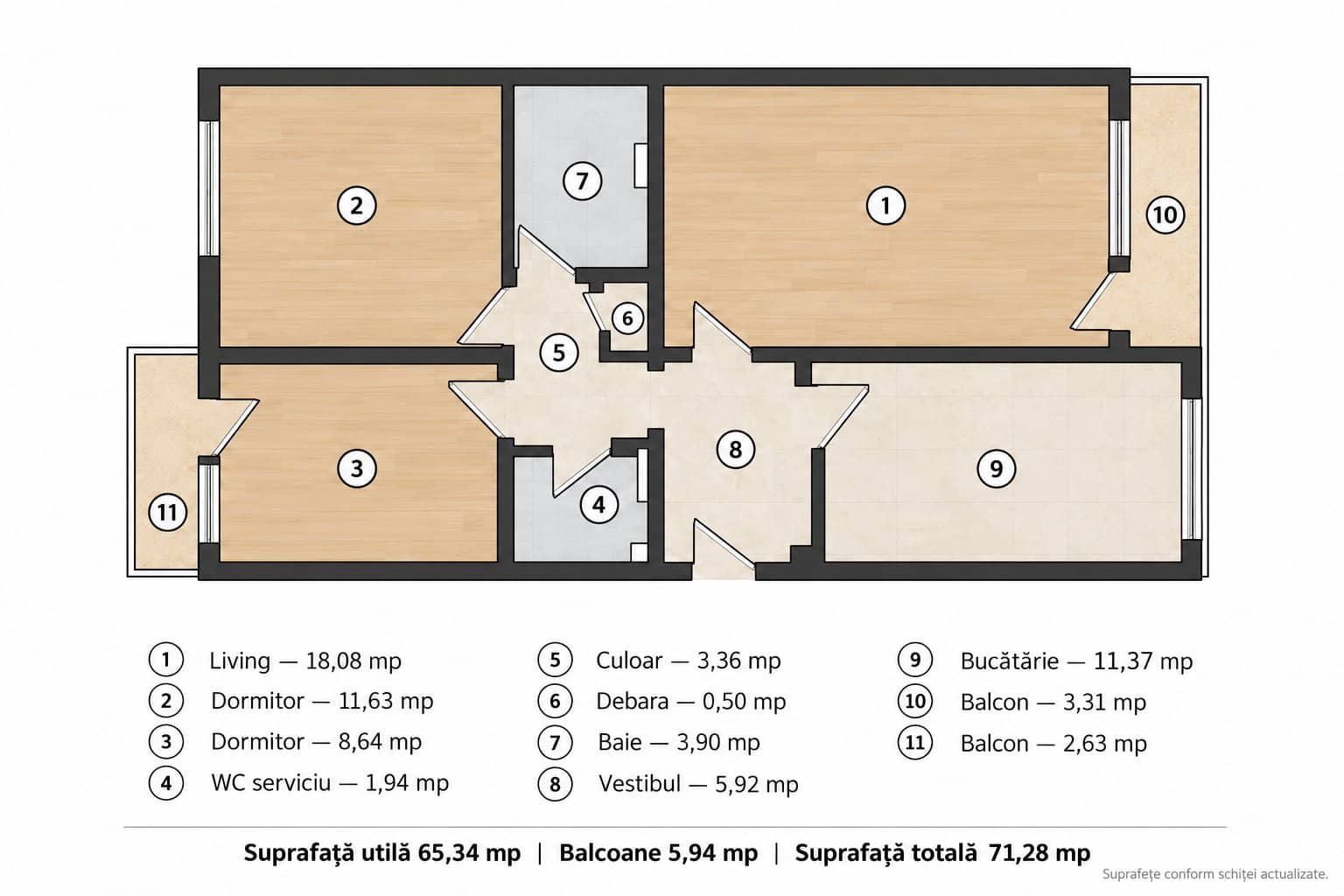 3 camere decomandate Două balcoane Parcare inclusă - Titan–Basarabia — fotografia 16 din 16