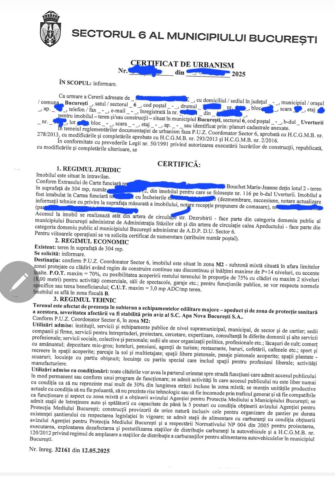 Teren intravilan 304 mp, Bulevardul Uverturii. — fotografia 5 din 5