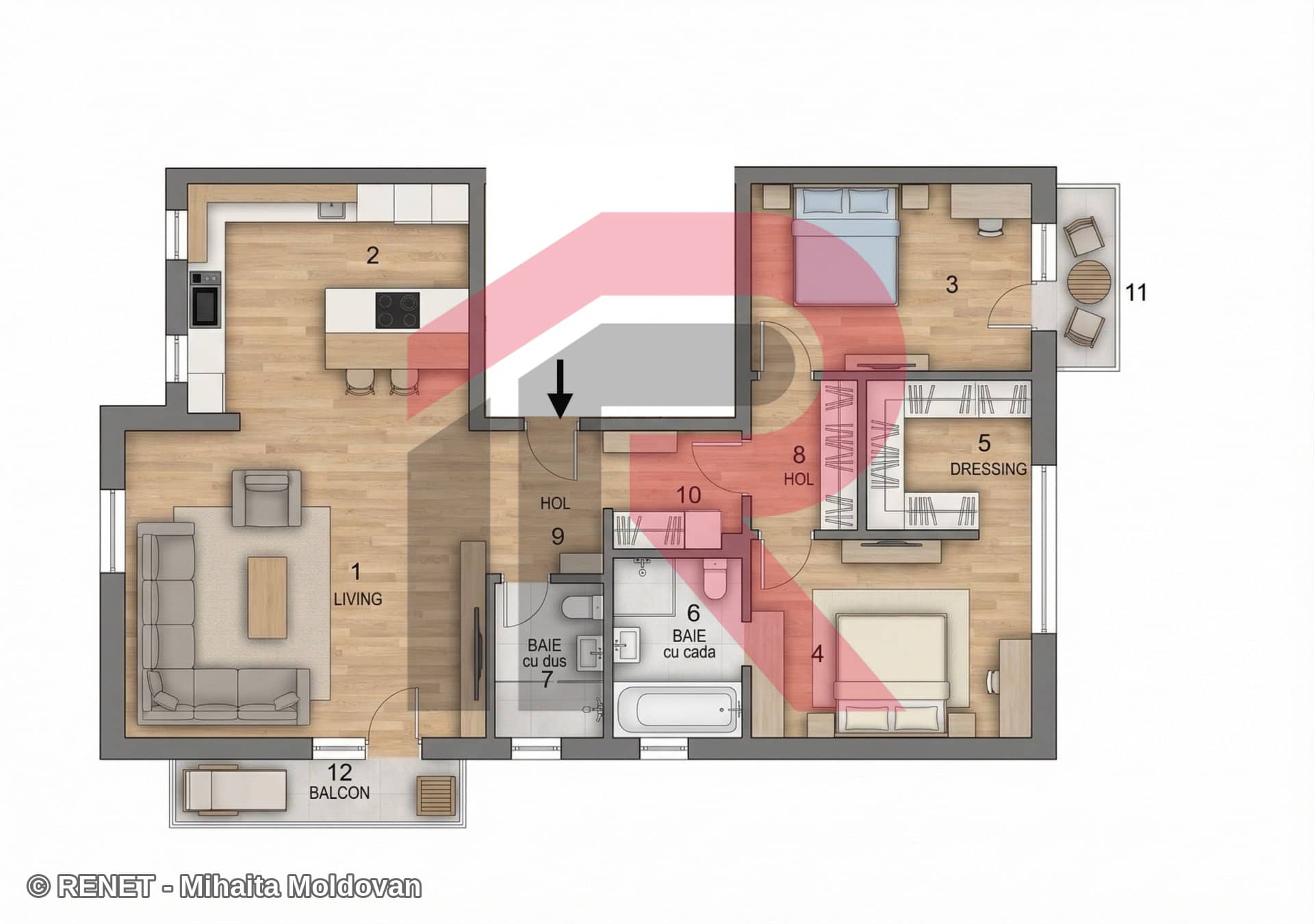 Apartament 3 camere, 102 mp, 2 parcări, Greenfield Băneasa — fotografia 19 din 19