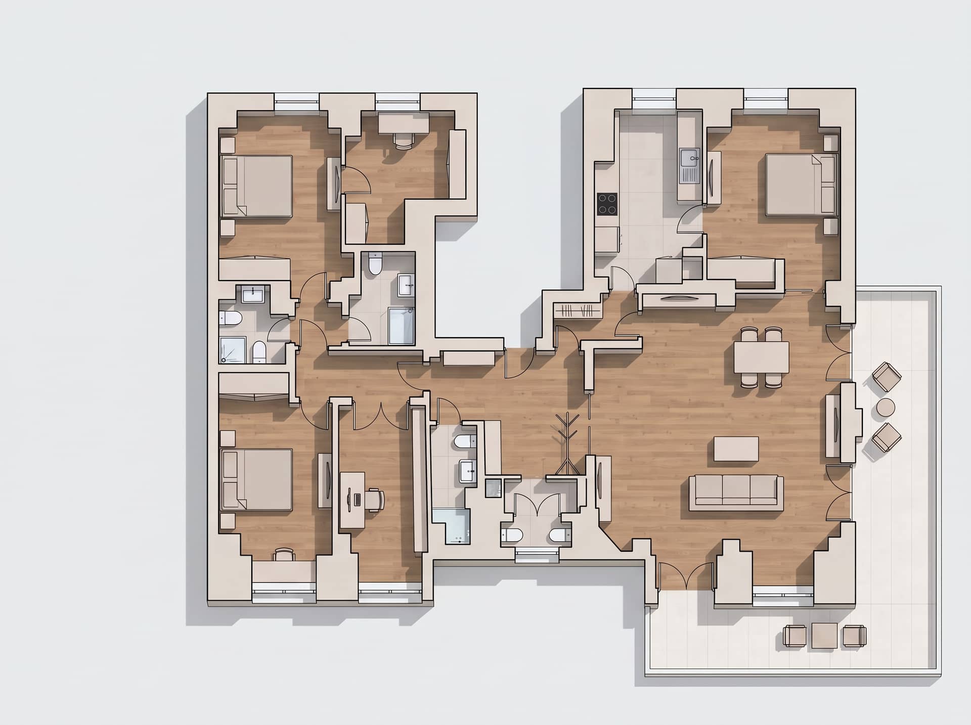 Apartament 4 camere cu terasă generoasă, etaj 6 — fotografia 12 din 12