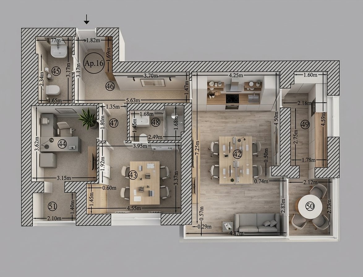 Spatiu birouri 3 camere, 2 bai, 100mp, centrala proprie, imobil nou